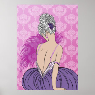 Art Deco Lady with Damask - BIANCA: Parisian Plum Poster