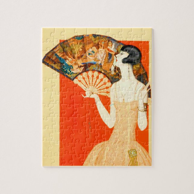 art deco lady with fan jigsaw puzzle (Vertical)