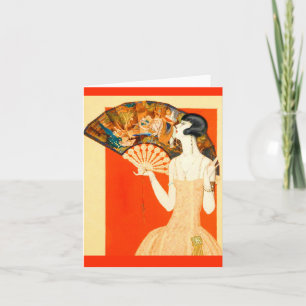 art deco lady with fan note card