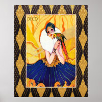 Art Deco Lady with Parrot