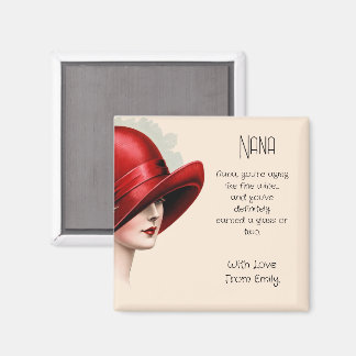 Art Deco Lady with the red hat Magnet