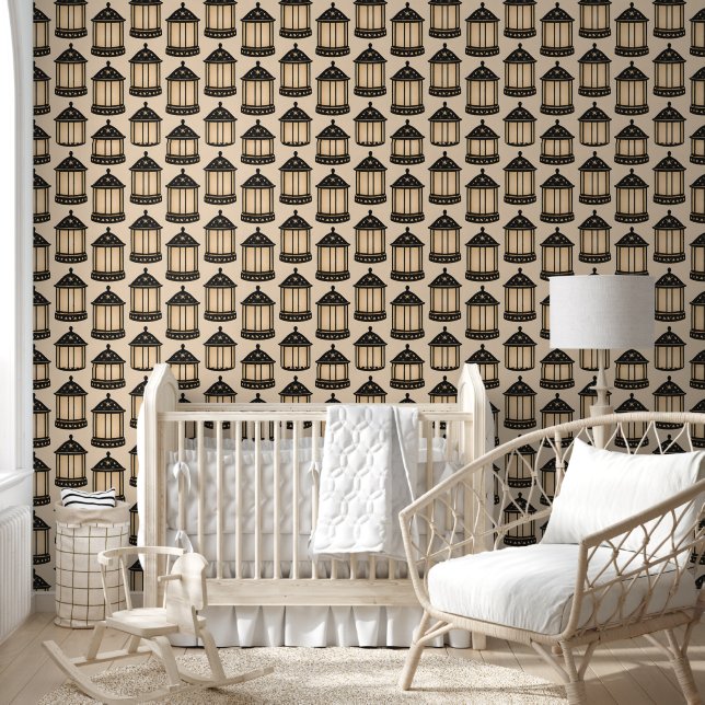 Art deco lantern pattern elegant black and cream V Wallpaper (Kids)