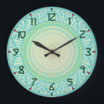 Art Deco Large Clock<br><div class="desc">In cool blues and greens with an art deco design,  this clock will give you a touch of South Beach in your own home.</div>