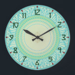 Art Deco Large Clock<br><div class="desc">In cool blues and greens with an art deco design,  this clock will give you a touch of South Beach in your own home.</div>