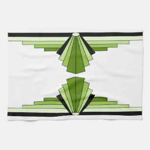 Art Deco Layers in Limes Tea Towel
