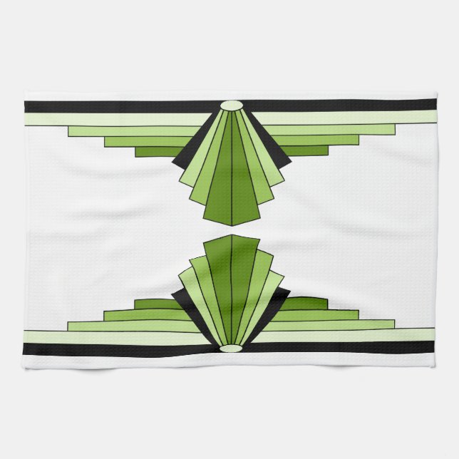 Art Deco Layers in Limes Tea Towel (Horizontal)