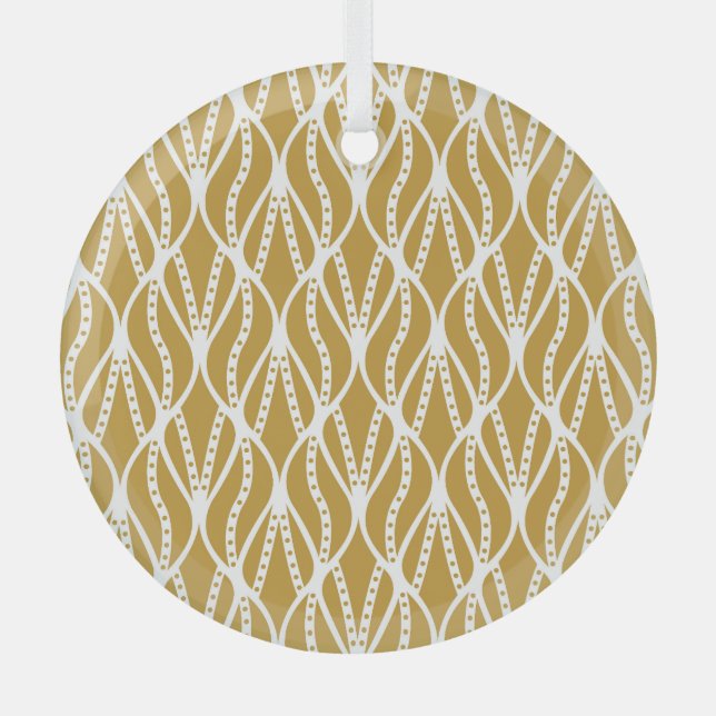 Art Deco leaves, classic seamless pattern. Glass Tree Decoration (Front)