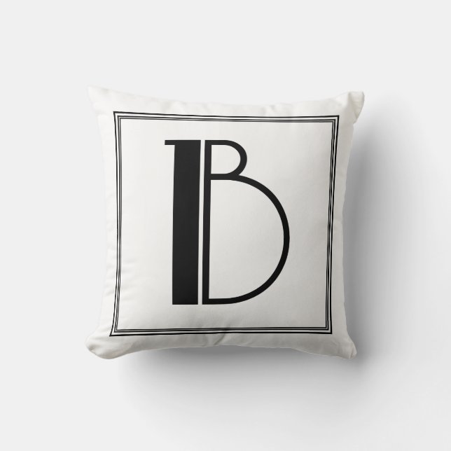 Art Deco Letter B Monogrammed Pillow (Front)
