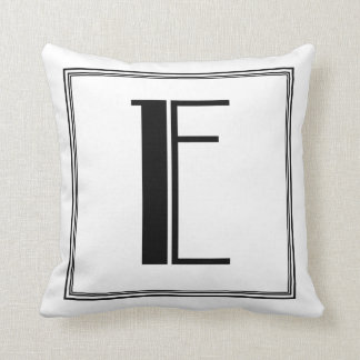 Art Deco Letter E Monogrammed Pillow