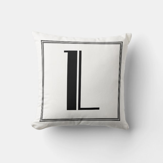 Art Deco Letter L Monogrammed Pillow (Front)