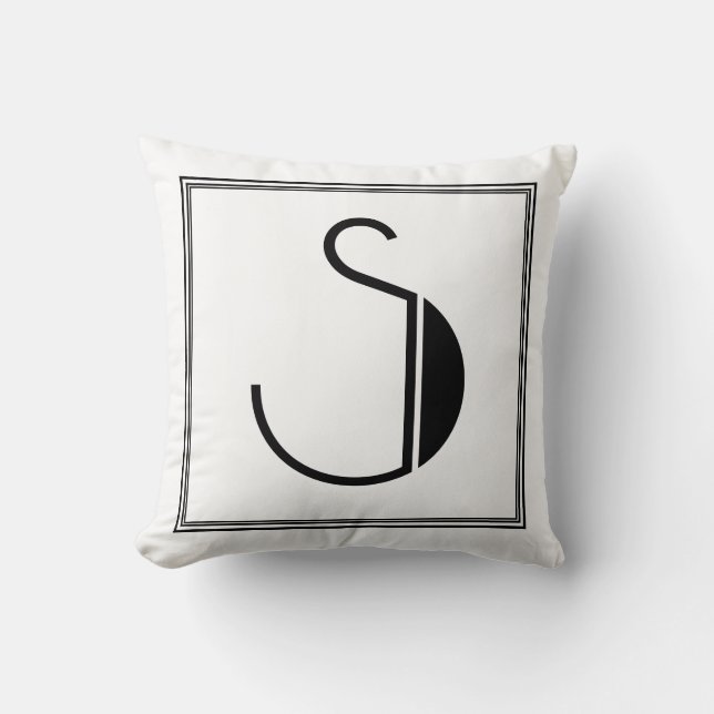 Art Deco Letter S Monogrammed Pillow (Front)