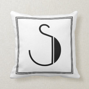 Art Deco Letter S Monogrammed Pillow