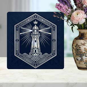 Art Deco Lighthouse Nautical Silver Design Tile