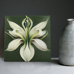 Art Deco Lilly Wall Decor Art Nouveau Ceramic Tile