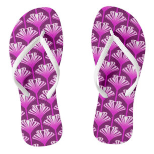 Art Deco Lily, Amethyst Purple and Orchid Flip Flops