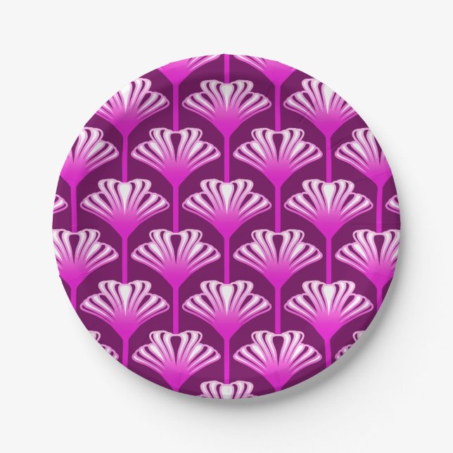 Art Deco Lily, Amethyst Purple and Orchid Paper Plate (Front)