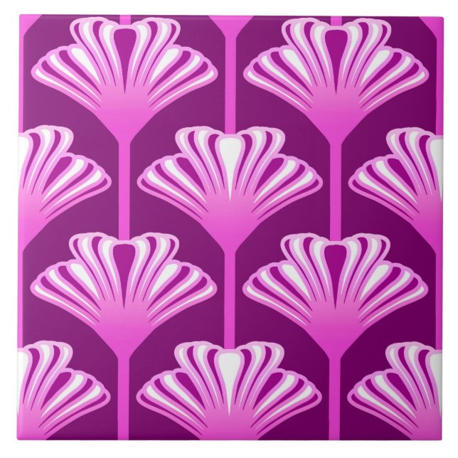 Art Deco Lily, Amethyst Purple and Orchid Tile (Front)