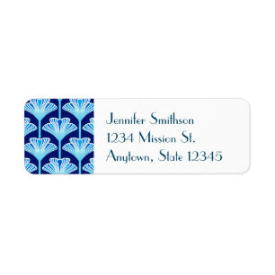 Art Deco Lily, Cobalt Blue, Aqua and White