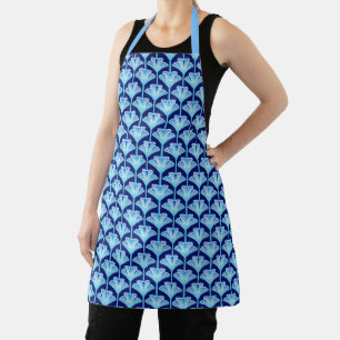Art Deco Lily, Cobalt Blue, Aqua and White  Apron