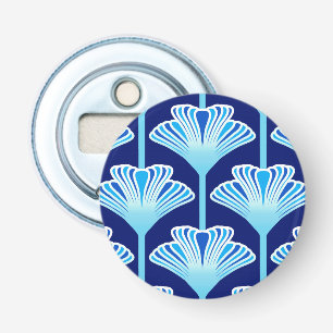 Art Deco Lily, Cobalt Blue, Aqua and White Bottle Opener