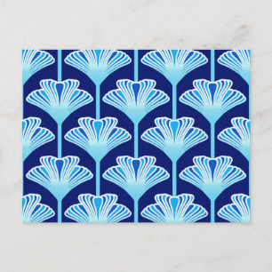 Art Deco Lily, Cobalt Blue, Aqua and White Postcard