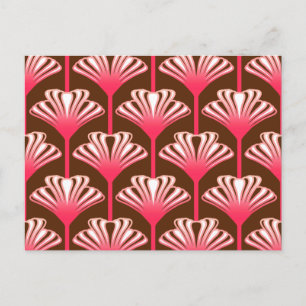 Art Deco Lily, Dark Brown and Coral Pink Postcard