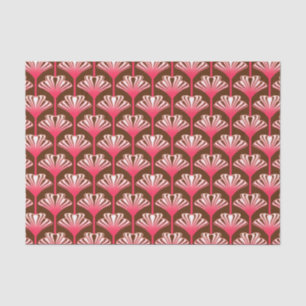 Art Deco Lily, Dark Brown and Coral Pink Tissue Paper