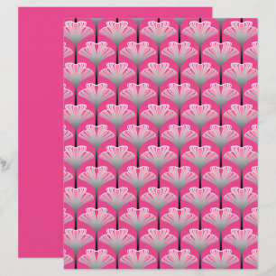 Art Deco Lily, Fuchsia Pink and Silver Grey