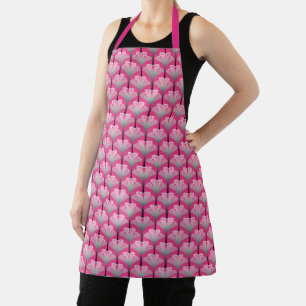 Art Deco Lily, Fuchsia Pink and Silver Grey Apron