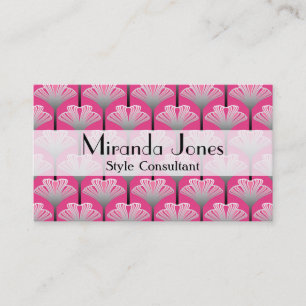 Art Deco Lily, Fuchsia Pink and Silver Grey Business Card