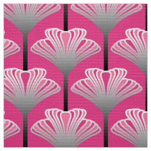 Art Deco Lily, Fuchsia Pink and Silver Grey Fabric