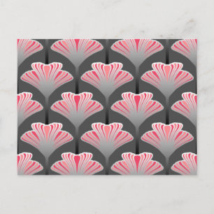 Art Deco Lily, Grey / Grey and Coral Pink Postcard