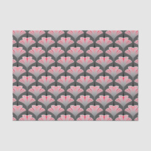 Art Deco Lily, Grey / Grey and Coral Pink Tissue Paper