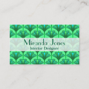 Art Deco Lily, Jade Green and Turquoise Business Card