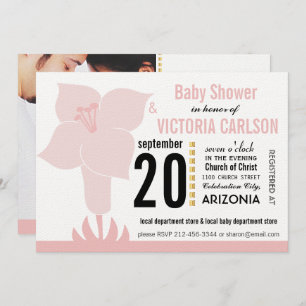 Art Deco Lily Modern Typography Baby Shower Invitation