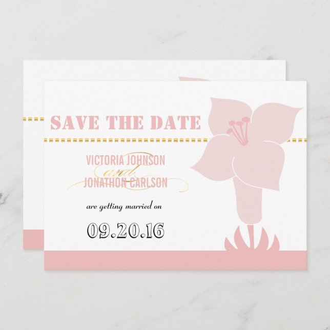 Art Deco Lily Modern Typography Wedding Invitation (Front/Back)