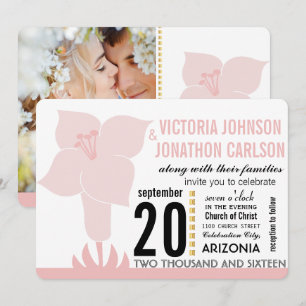 Art Deco Lily Modern Typography Wedding Invite