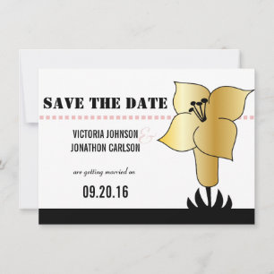 Art Deco Lily Modern Typography Wedding Invite
