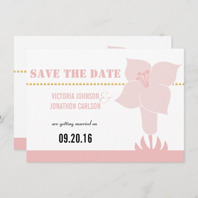 Art Deco Lily Modern Typography Wedding Invite (Front/Back)