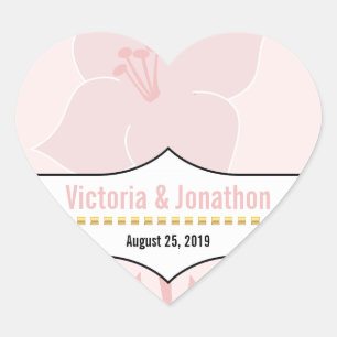 Art Deco Lily Modern Typography Wedding Invite Heart Sticker