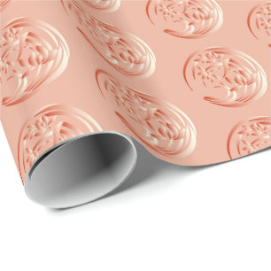 Art Deco Lily pattern - coral orange Wrapping Paper
