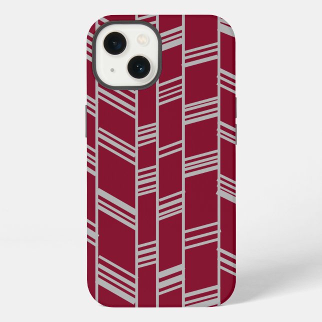 Art Deco Lines – Maroon  iPhone Case (Back)