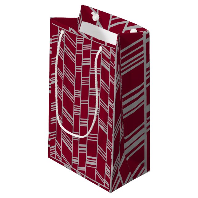 Art Deco Lines – Maroon  Small Gift Bag (Front Angled)