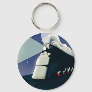 Art Deco Locomotive Jigsaw Puzzle Key Ring