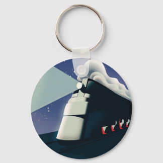 Art Deco Locomotive Jigsaw Puzzle Key Ring