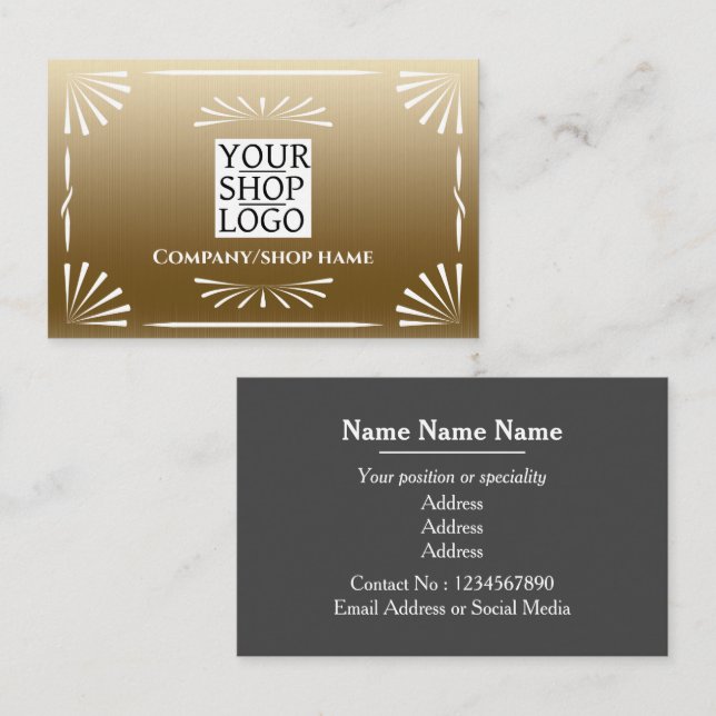 Art Deco Logo Gold Business Card (Front/Back)