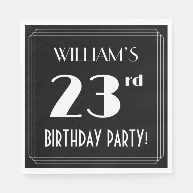 Art Deco Look 23rd Birthday Party With Custom Name Napkin (Front)