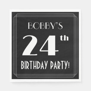 Art Deco Look 24th Birthday Party With Custom Name Napkin