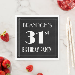 Art Deco Look 31st Birthday Party With Custom Name Napkin