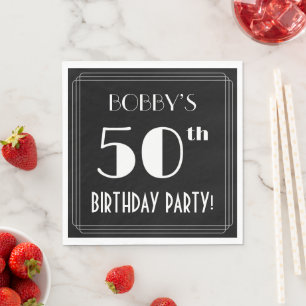 Art Deco Look 50th Birthday Party With Custom Name Napkin